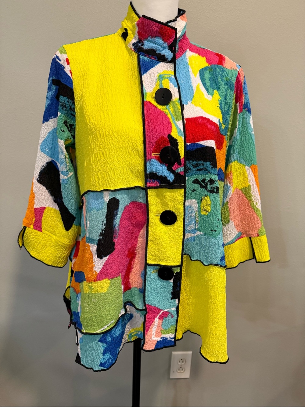 Ali Miles Abstract Patchwork Art To Wear Wire Collar Bold Colorful Large Petite